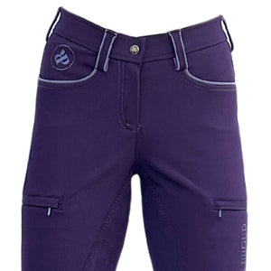 Front Pocket Details of the Horse Riding Pants in Plum Colour