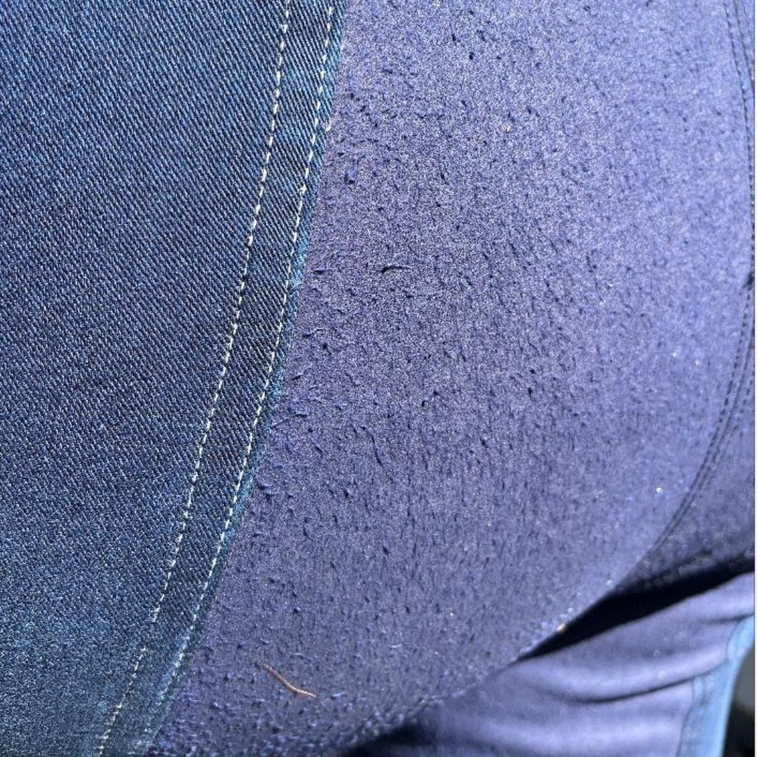 Pilling on the suede seat of factory seconds New Horizons jeans