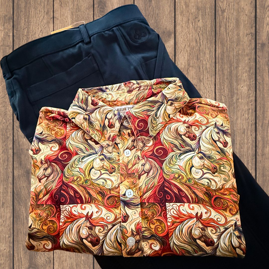 fireborne collar and cuff shirt and tribute horse riding pants bundle