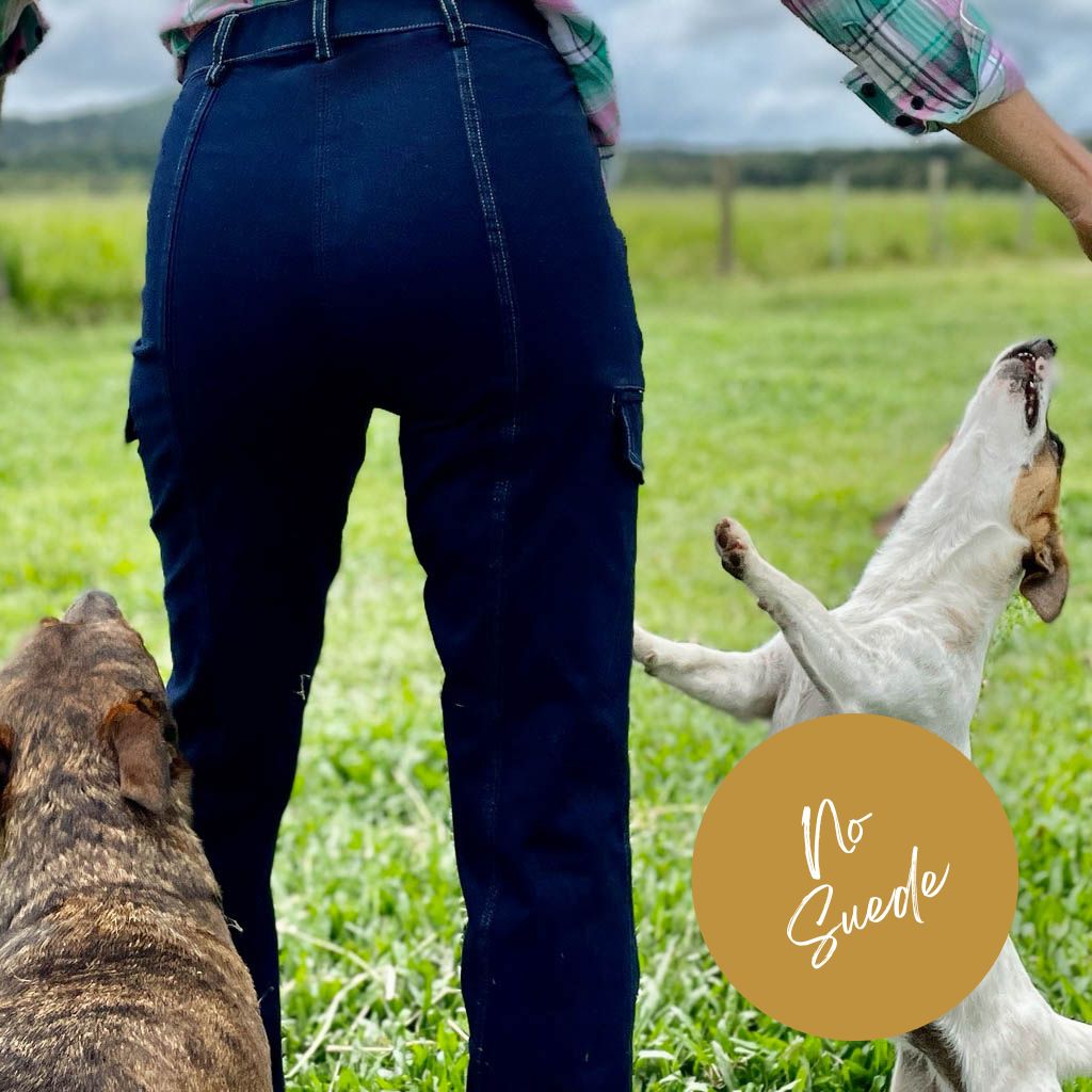 Woman with dogs Wearing Ride Proud Clothing's Horizons  Horse Riding Jeans without suede