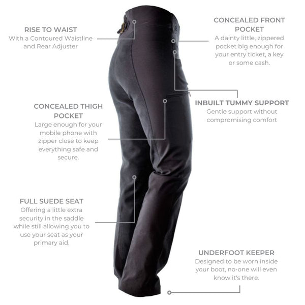 Equitation Horse Riding Pants Bootcut Concealed Thigh Pocket Ride