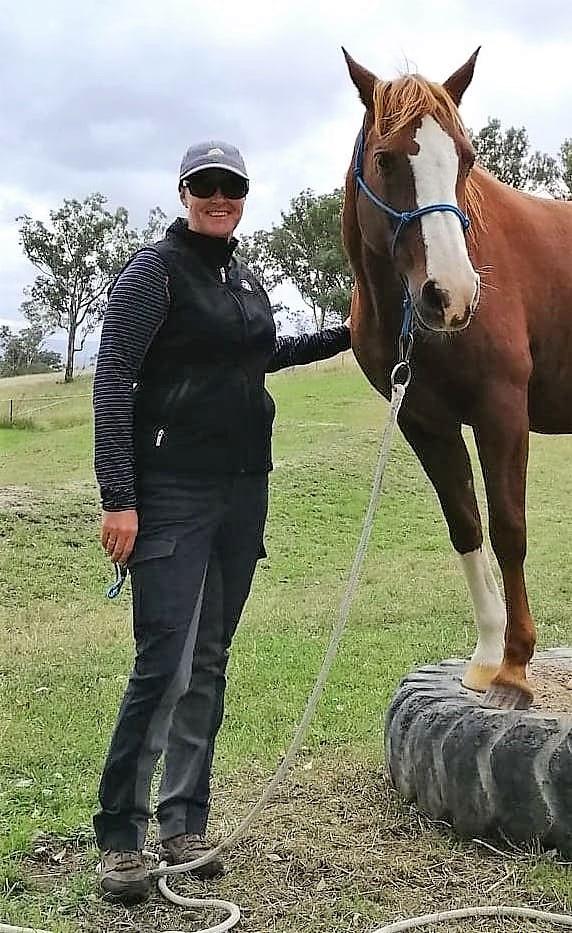 Michelle wears the Bootleg Jodhpurs in Grey