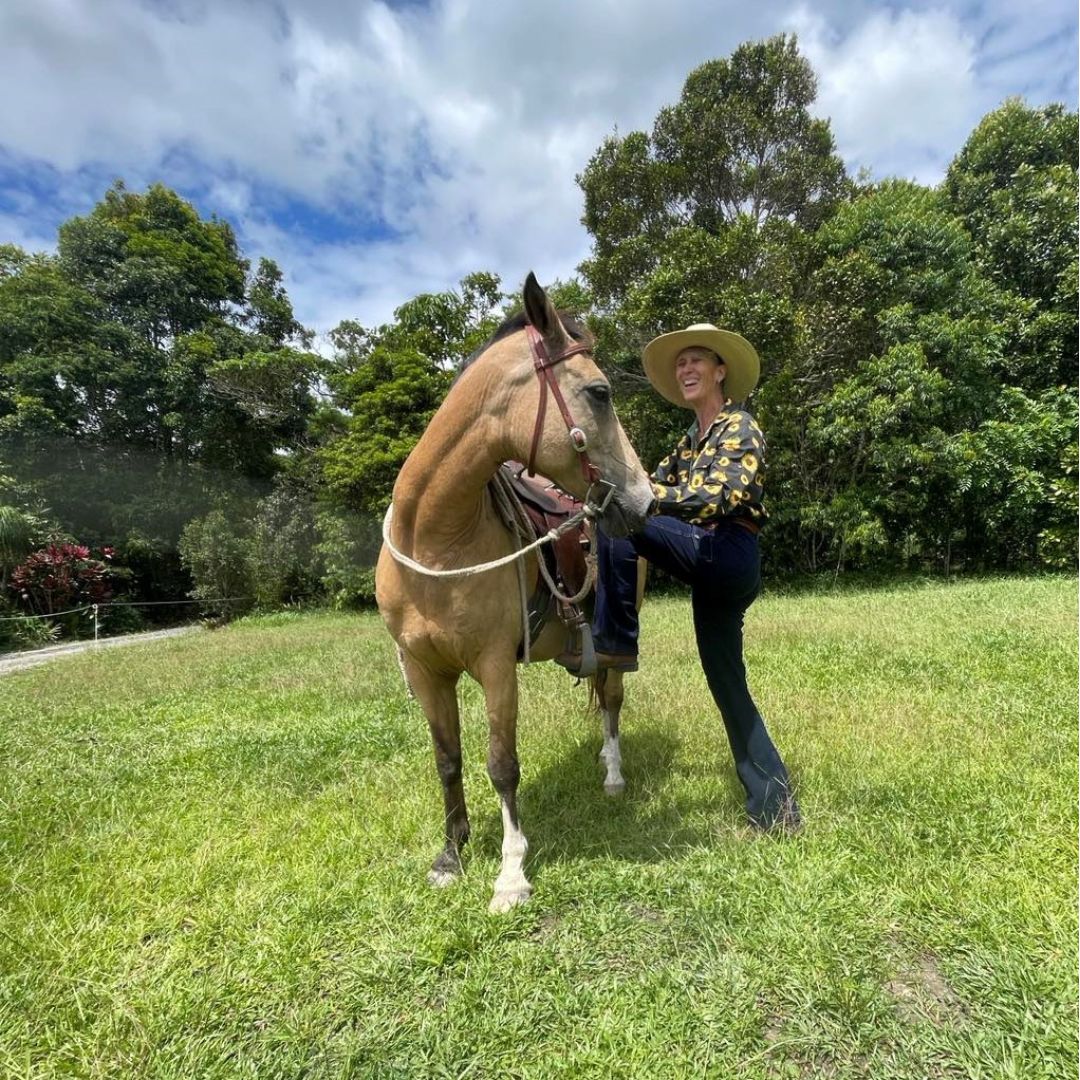 woman in ride proud stable horizon horse riding jeans