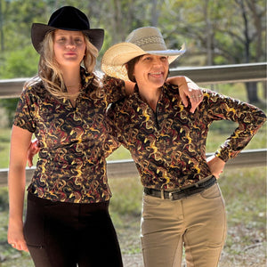 Long and  Short Sleeve Equestrian Shirts in Abstract Horse Print