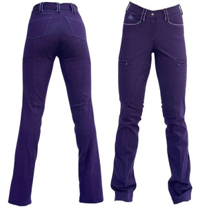 Front and Back Views of the Special Edition Horse Riding Pants in Plum