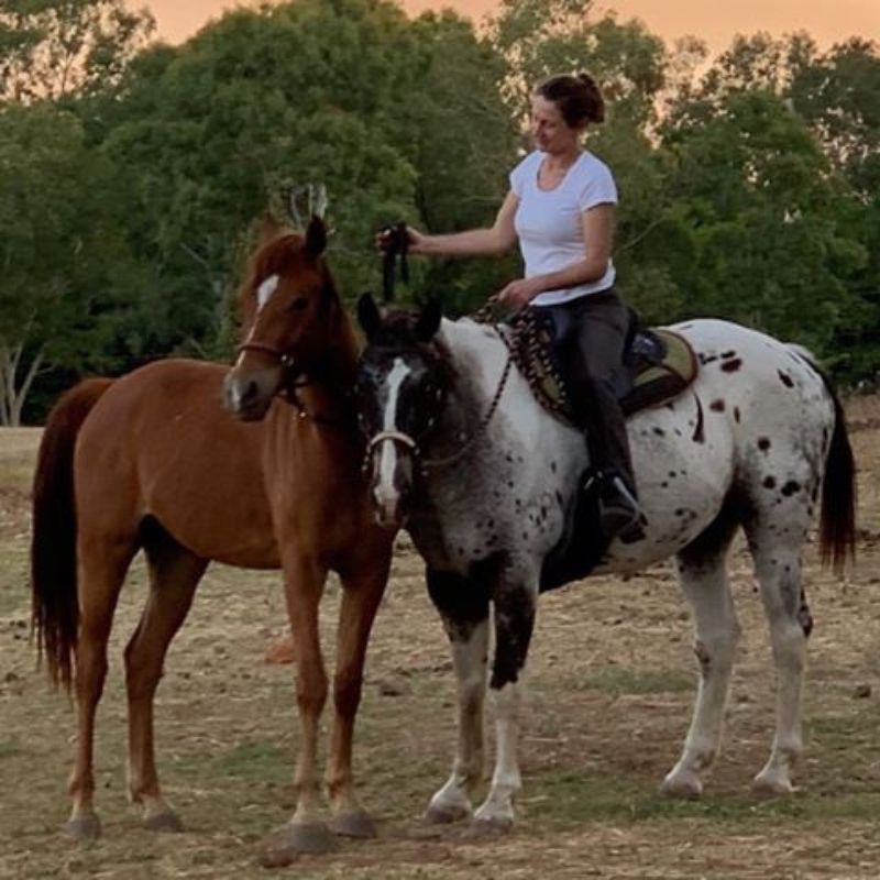 woman with 2 horses