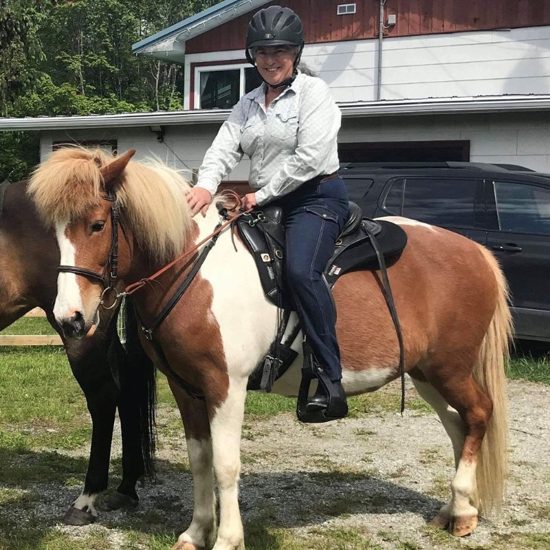 Woman on Paint Horse Wearing Ride Proud Riding Jeans